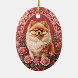 Elegante Pommerse hond William Morris geïnspireerd Keramisch Ornament