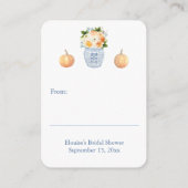 Elegante Pompoen Blauw Witte Herfst Weergave Douch Informatiekaartje (Achterkant)