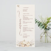 Elegante pompoen bloemenbruiloft menu (Staand voorkant)