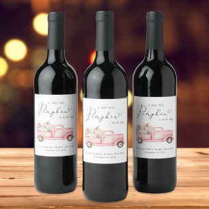 Elegante pompoen bloemige Waterverf baby meisje do Wijn Etiket