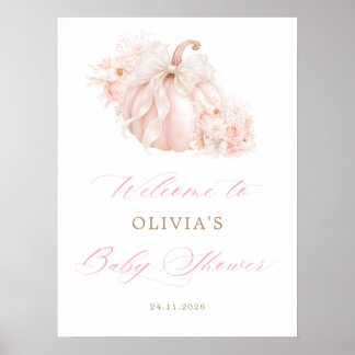 Elegante Pompoen Boog Baby Shower Welkom Poster