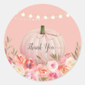Elegante pompoen dank u ronde sticker (Voorkant)