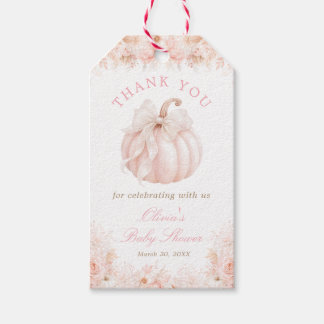 Elegante Pompoen Strik Baby Shower Bedankt Cadeaulabel