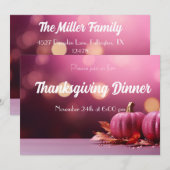 Elegante pompoen Thanksgiving Dinner Invitation Kaart (Voorkant / Achterkant)