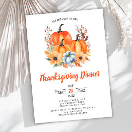 Elegante pompoen Thanksgiving Dinner Invitation Kaart