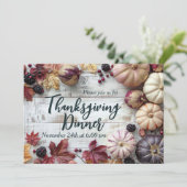 Elegante pompoen Thanksgiving Dinner Invitation Kaart (Staand voorkant)
