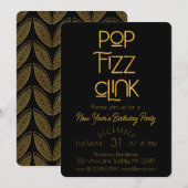 Elegante Pop Fizz Clink Nieuwjaarsfeest Kaart (Voorkant / Achterkant)