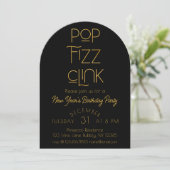Elegante Pop Fizz Clink Nieuwjaarsfeest Kaart (Staand voorkant)