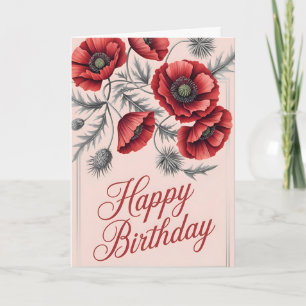 Elegante Poppy Flower Verjaardagswensen Kaart