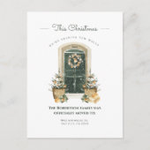 Elégante Porte verte Hiver Nouveau Faire-part (Devant)