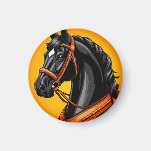 Elegante portret van een zwart paard magneet