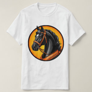 Elegante portret van een zwart paard t-shirt