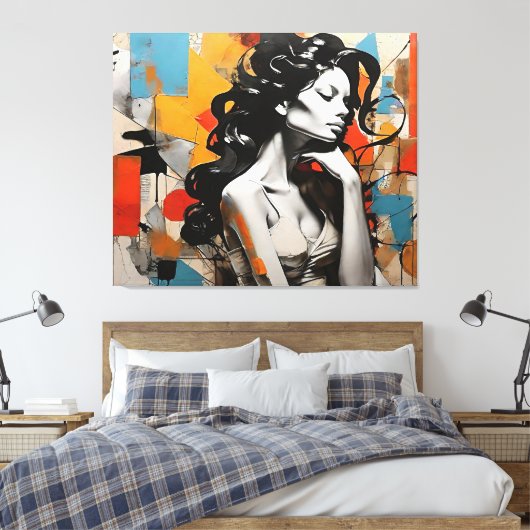 Elegante Pose Abstract Vrouw Portretschilderij Canvas Afdruk (Insitu (Slaapkamer))