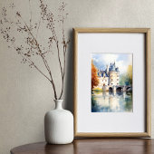 Elégante Poster d'aquarelle de Château Français