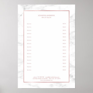 Elegante Poster met witte marmeren rozegouden prij