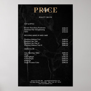 Elegante Poster met Zwarte Marmeren Prijslijst