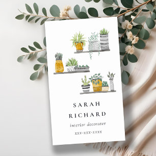 Elegante Potted House Planten Waterverf Botanical Visitekaartje