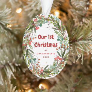 Elégante première couronne d'aquarelle de Noël