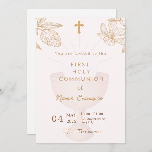 Élégante Première Sainte Communion Invitation (Devant / Derrière)