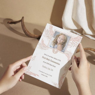 Elégante première sainte communion Invitation avec