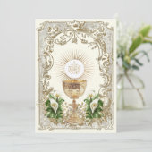 Élégante Première Sainte Communion Invitation flor (Debout devant)