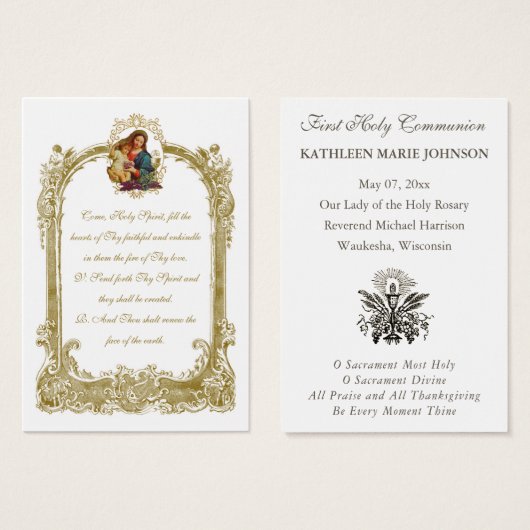 Élégante Première sainte communion Souvenir Saint (Devant & derrière)