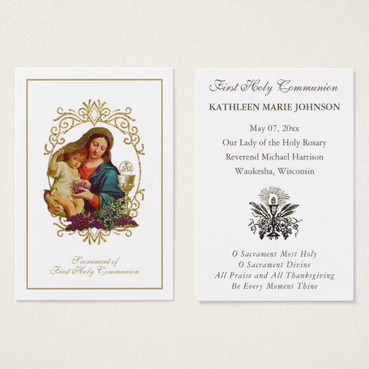 Élégante Première sainte communion Souvenir Saint  (Devant & derrière)