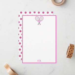 Elegante Preppy inkt Tennis Briefpapier Monogram N Notitiekaartje