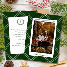 Elegante Preppy Klassieke Groen Geruite Kerst Foto