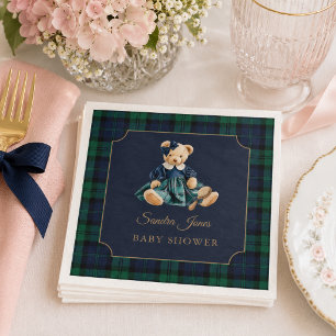 Elegante Preppy Polo Teddy Bear Meisje Baby Shower Servet