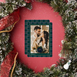 Elegante Preppy Tartan Plaid Kerst Foto Folie Feestdagenkaart