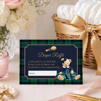 Elegante Preppy Teddydame Beer Luier Tombola Informatiekaartje
