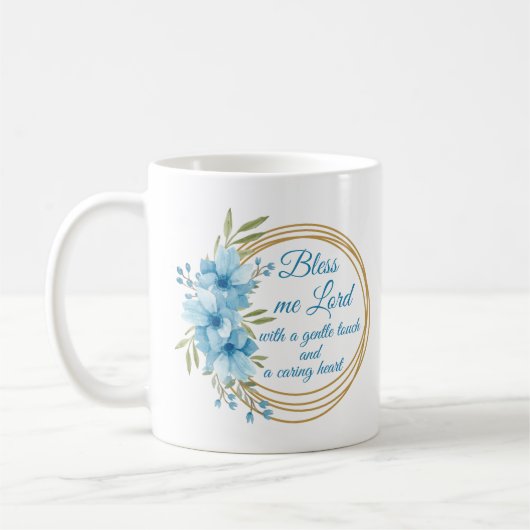Élégante prière des infirmières florales Mug perso (Gauche)