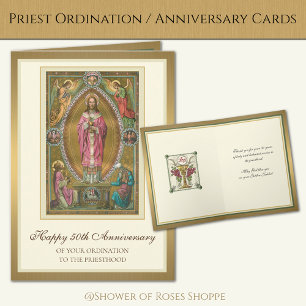 Elegante priesterwijding 50-jarig jubileum Jezus Kaart