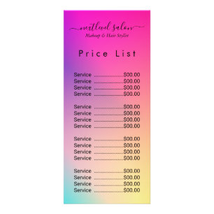 Elegante Prijslijst Salon Rackkaart Modern Reclamekaart