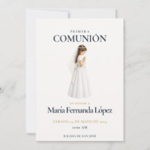 Elegante Primera Comunión Meisje Uitnodiging
