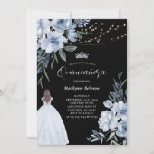 Elégante princesse bleue Quinceañera Invitation (Devant)