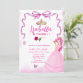 Élégante princesse Fille anniversaire Invitation (Debout devant)