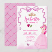 Élégante princesse Fille anniversaire Invitation (Devant / Derrière)