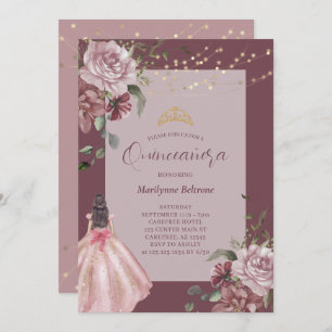 Elégante Princesse Floral Quinceañera Invitation