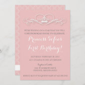 Élégante princesse magique rose Tiara Invitation (Devant / Derrière)