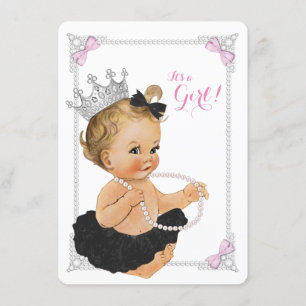 Elegante prinses ballerina tutu parel baby shower kaart