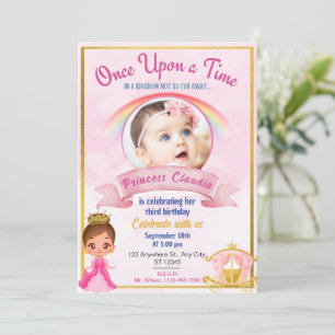 Elegante Prinses foto Verjaardag Uitnodiging