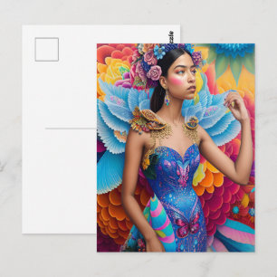 Elegante prinses met vleugels briefkaart