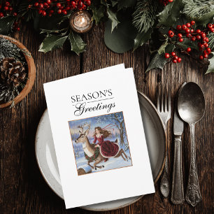 Elegante Prinses & Rendier Vintage Kerst Mooie Kaart