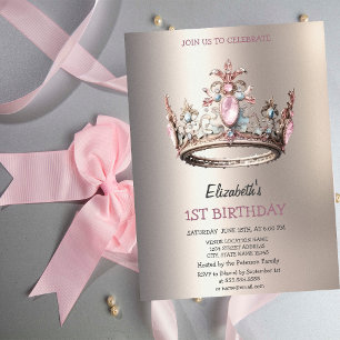 Elegante Prinsessen Kroon Kasteel Verjaardag Kaart