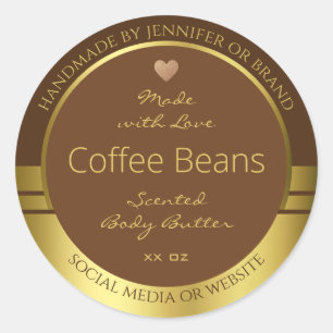 Elegante Product Verpakking Etiketten Bruin en Gou