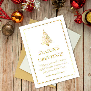 Elegante Professionele Custom Logo Golden Christma Feestdagenkaart