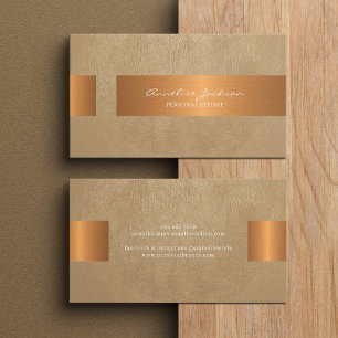 Elegante professionele namaak gouden metalen beige visitekaartje