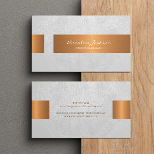 Elegante professionele namaak gouden metalen wit visitekaartje